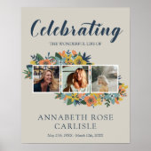 Gele Bloemige Fotocollage Funeral Welcome Poster (Voorkant)