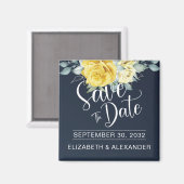 Gele bloemige foto's bruiloft met de datum m magneet (Voorkant / Achterkant)