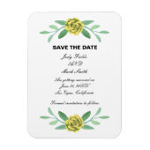 Gele bloemige groene bladplant Save The Date Magneet (Verticaal)