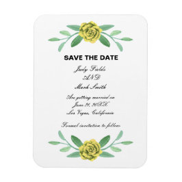 Gele bloemige groene bladplant Save The Date Magneet