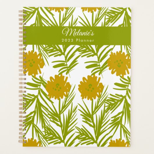 Gele bloemige handgetekende botanische naam planner (Voorkant)