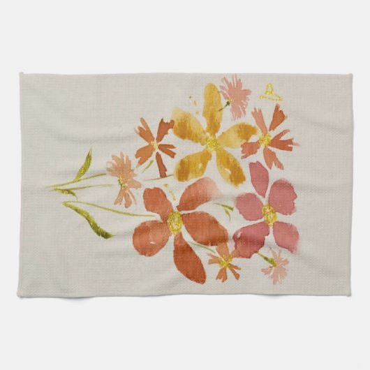 Gele bloemige keukendoek theedoek (Horizontaal)