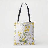 Gele bloemige leuke tuinvloeien tote bag (Voorkant)