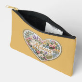Gele bloemige namaakborduurhart mama etui (Open)