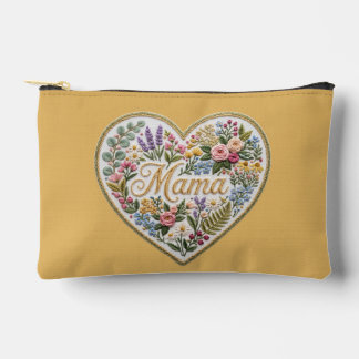 Gele bloemige namaakborduurhart mama etui