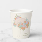 Gele bloemige paraplu kleurrijk Baby shower Papieren Bekers (Achterkant)