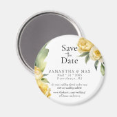 Gele bloemige ronde Save the Date-huwelijkskaart Magneet (Voorkant / Achterkant)