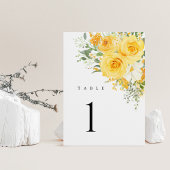 Gele bloemige roos huwelijks tafel nummers