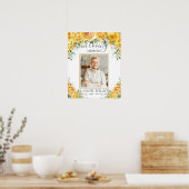 Gele bloemige rouwherdenkingsfoto afbeelding poster (Keuken)