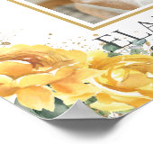 Gele bloemige rouwherinneringsfoto afbeelding poster (Hoek)