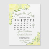 Gele bloemige rozen bewaar de datum kalender magne (Voorkant)