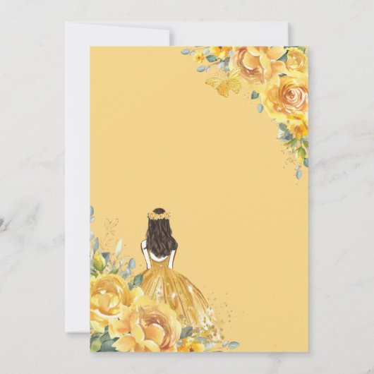 Gele bloemige Sweet 16 verjaardag prinses kroon Kaart (Achterkant)