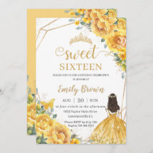 Gele bloemige Sweet 16 verjaardag prinses kroon