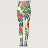 Gele Bloemige Tropische Leggings (Voorkant)