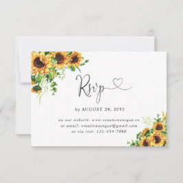 Gele bloemige trouw online RSVP kaart
