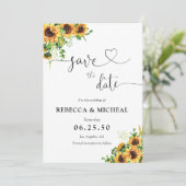 Gele bloemige trouwkaart 'Save The Date' Save The Date (Staand voorkant)