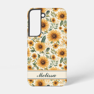 Gele bloemige zonnebloemen samsung galaxy hoesje