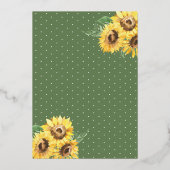 Gele bloemjurk Zonnewinden Quinceanera Goud Folie Uitnodiging (Achterkant)