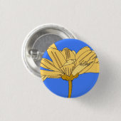 Gele bloemkaart ronde button 3,2 cm (Voorkant /achterkant)