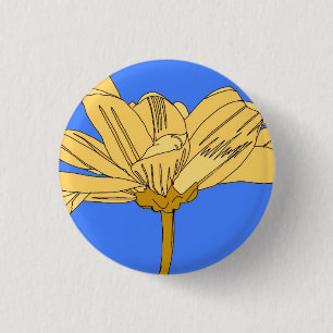 Gele bloemkaart ronde button 3,2 cm
