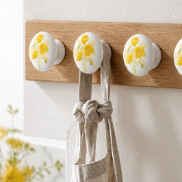 Gele bloemkeramische knop