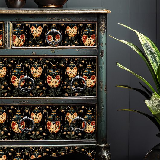 Gele Bloemkevers Zwart Art Deco Craft Tissuepapier