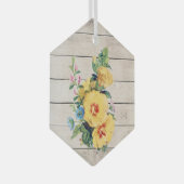 Gele bloemkool op Faux Weathered Wood Glas Ornament (Voorkant Rechts)