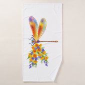 gele bloemlibel badhanddoek (Badhanddoek)