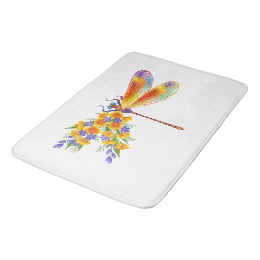 gele bloemlibel badmat (Gekanteld)