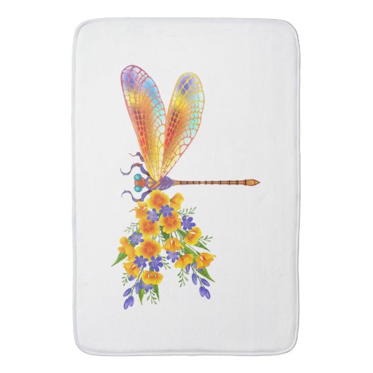 gele bloemlibel badmat (Voorkant Verticaal)