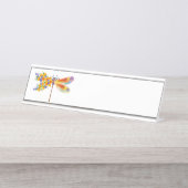 gele bloemlibel bureau naambordje (Voorkant)