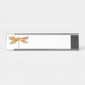 gele bloemlibel bureau naambordje (Voorkant)