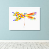 gele bloemlibel canvas afdruk (Insitu (Houten vloer))