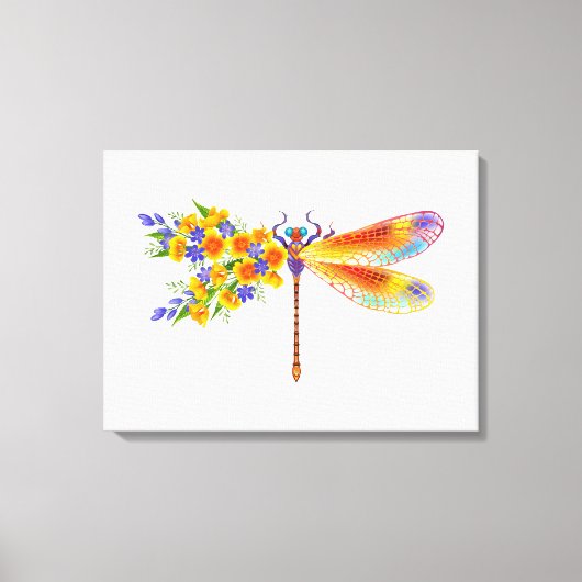 gele bloemlibel canvas afdruk (Voorkant)