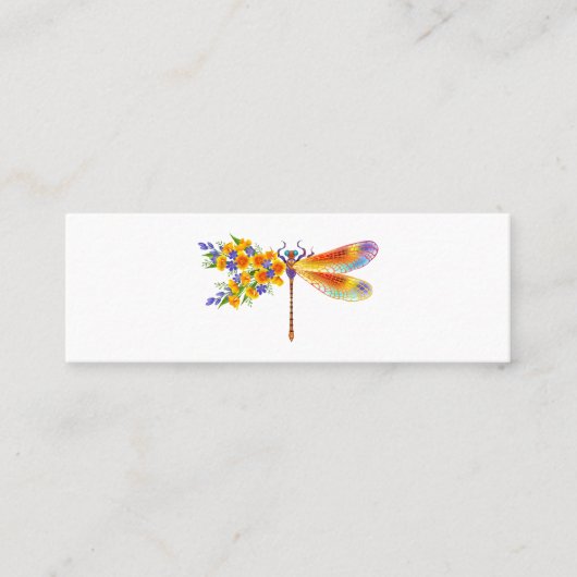 gele bloemlibel contactkaartje (Voorkant)