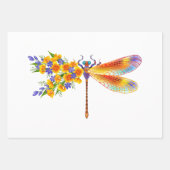 gele bloemlibel inpakpapier vel (Voorkant)