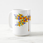 gele bloemlibel koffiemok (Voorkant links)