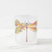 gele bloemlibel matglas koffiemok (Center)