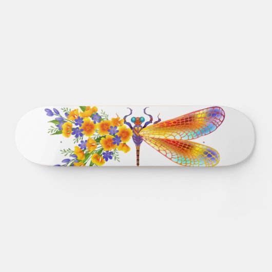gele bloemlibel persoonlijk skateboard (Horizontaal)