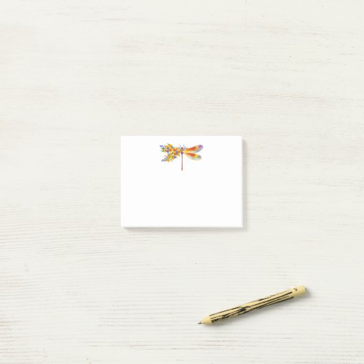 gele bloemlibel post-it® notes (Op bureau)