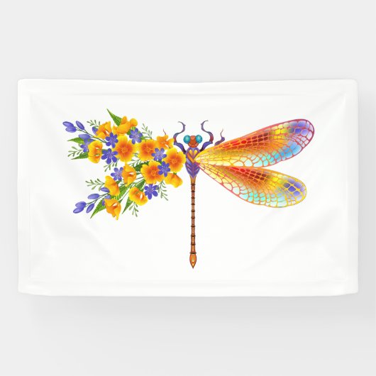 gele bloemlibel spandoek (Horizontaal)