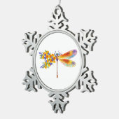 gele bloemlibel tin sneeuwvlok ornament (Rechts)