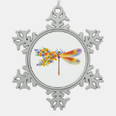 gele bloemlibel tin sneeuwvlok ornament (Voorkant)