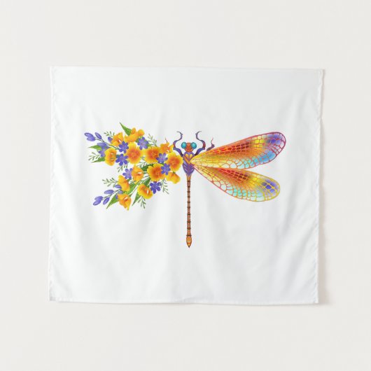 gele bloemlibel wandkleed (Voorkant (horizontaal))