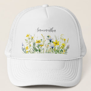 Gele bloemnaam trucker pet