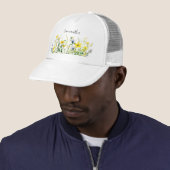 Gele bloemnaam trucker pet (In situ)