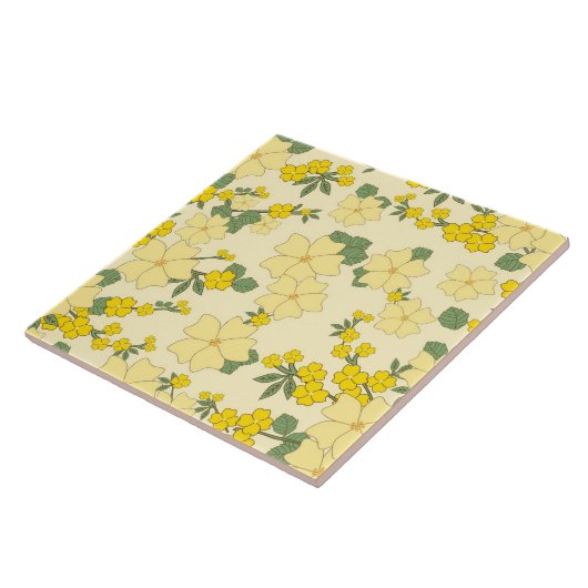  gele bloempatroon tegeltje (Zijkant)