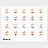 Gele bloemrand  ronde sticker (Vel)