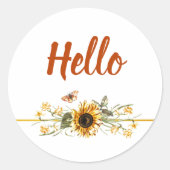 Gele bloemrand  ronde sticker (Voorkant)