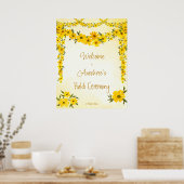 Gele bloemrijke tuinland Indische bruiloft haldi w Poster (Keuken)